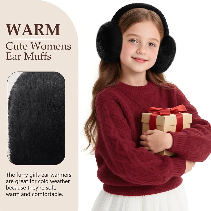 Clothclose Ear Muffs for Kids - Furry Ear Muffs for Winter Women Girls Boys, Foldable Cozy Winter Earmuffs Warmers - Image 4